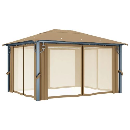 vidaXL Gazebo with Curtain 300x300 cm Cream Aluminium