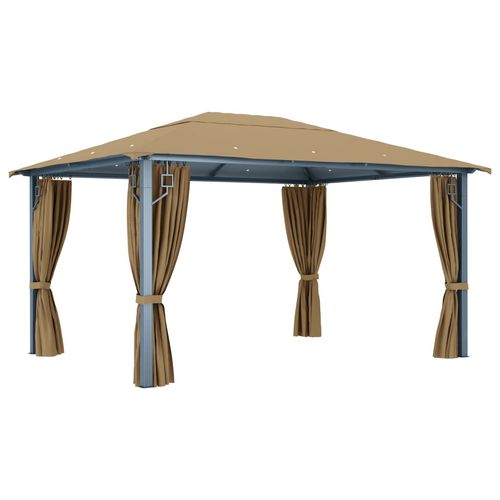 vidaXL Gazebo with Curtain 300x300 cm Cream Aluminium