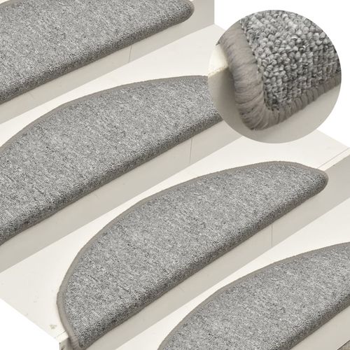 vidaXL Carpet Stair Treads 15 pcs Dark Green 56x17x3 cm - light grey 1 / 15 / 65 x 24 x 4 cm