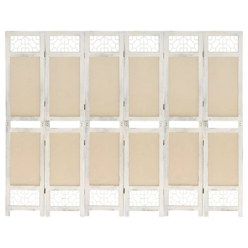 vidaXL 3-Panel Room Divider Cream 105x165 cm Fabric - 210 x 165 cm