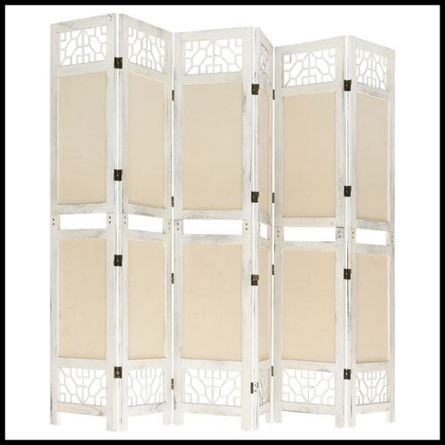 vidaXL 3-Panel Room Divider Cream 105x165 cm Fabric