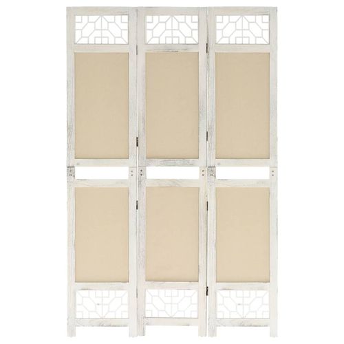 vidaXL 3-Panel Room Divider Cream 105x165 cm Fabric