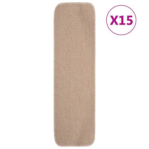 vidaXL Anti Slip Stair Mats 15 pcs 60x25 cm Black Rectangular - beige / 75 x 20 cm