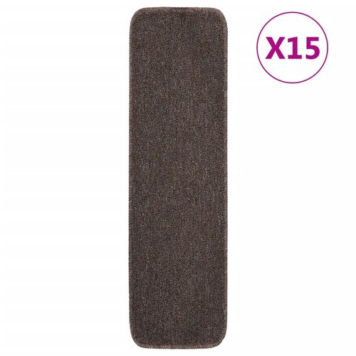 vidaXL Anti Slip Stair Mats 15 pcs 60x25 cm Black Rectangular - brown / 75 x 20 cm