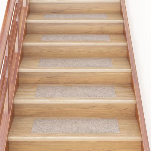 vidaXL Self-adhesive Stair Mats Rectangular 15 pcs 60x25 cm Light Brown - cream / 76 x 20 cm