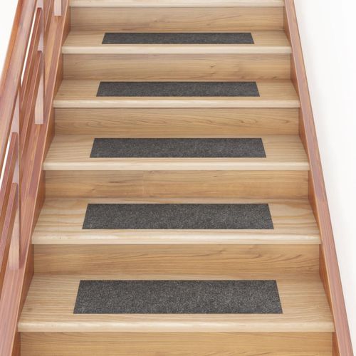 vidaXL Self-adhesive Stair Mats Rectangular 15 pcs 60x25 cm Light Brown - anthracite / 76 x 20 cm