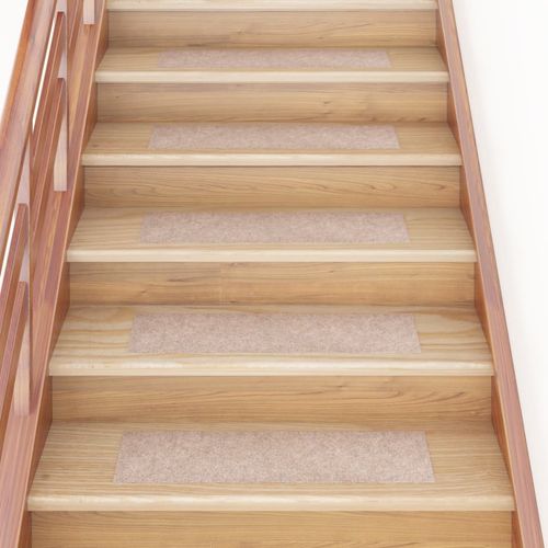 vidaXL Self-adhesive Stair Mats Rectangular 15 pcs 60x25 cm Light Brown - light brown / 76 x 20 cm