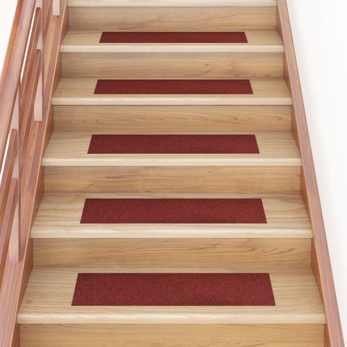 vidaXL Self-adhesive Stair Mats Rectangular 15 pcs 60x25 cm Light Brown - red / 76 x 20 cm