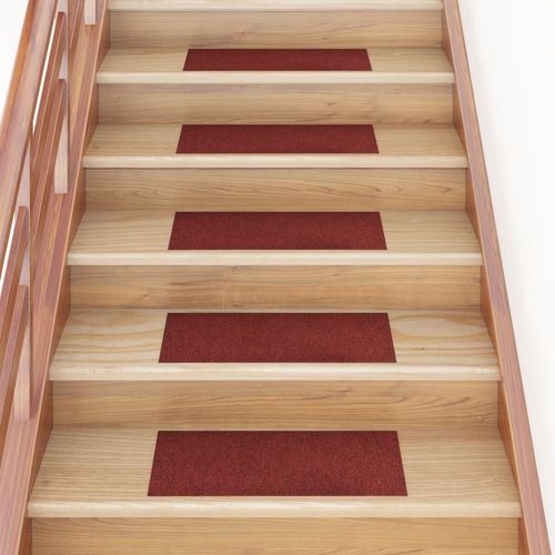 vidaXL Self-adhesive Stair Mats Rectangular 15 pcs 60x25 cm Light Brown - red / 60 x 25 cm
