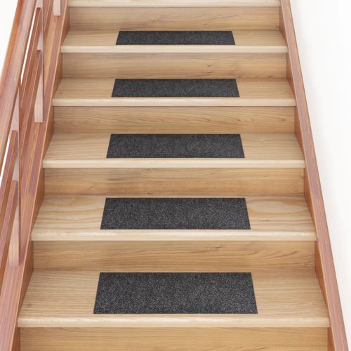vidaXL Self-adhesive Stair Mats Rectangular 15 pcs 60x25 cm Light Brown - grey / 60 x 25 cm