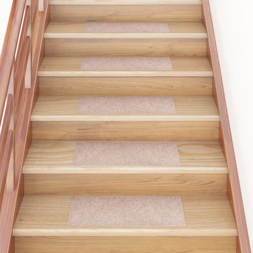 vidaXL Self-adhesive Stair Mats Rectangular 15 pcs 60x25 cm Light Brown - light brown / 60 x 25 cm