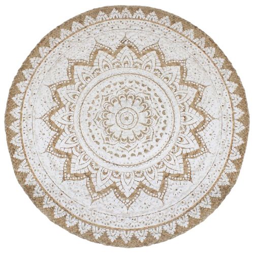 vidaXL Area Rug Braided Jute Printed 180 cm Round - 180 cm