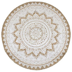 vidaXL Area Rug Braided Jute Printed 180 cm Round - 180 cm