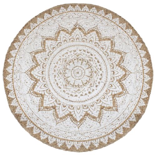 vidaXL Area Rug Braided Jute Printed 180 cm Round - 210 cm