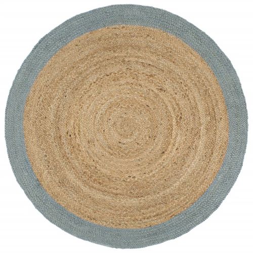 vidaXL Handmade Rug Jute with Grey Border 90 cm - olive green / 180 cm