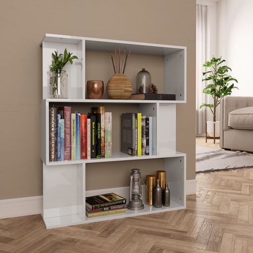 vidaXL Book Cabinet/Room Divider Smoked Oak 80x24x96cm Engineered Wood - high gloss white