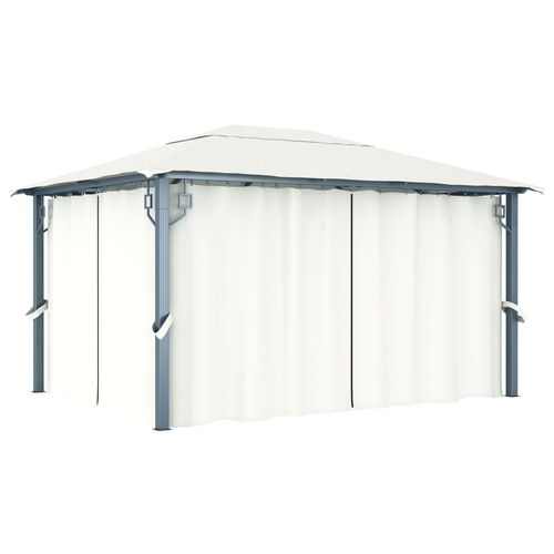 vidaXL Gazebo with Curtain 300x300 cm Cream Aluminium - cream / 400 x 300 cm