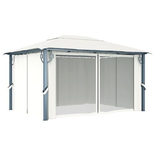 vidaXL Gazebo with Curtain 300x300 cm Cream Aluminium