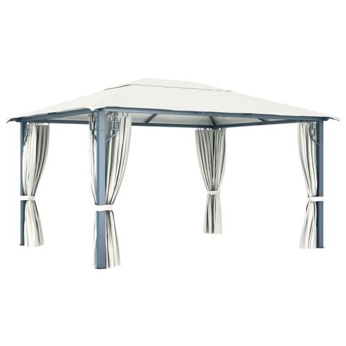 vidaXL Gazebo with Curtain 300x300 cm Cream Aluminium
