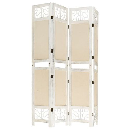 vidaXL 3-Panel Room Divider Cream 105x165 cm Fabric