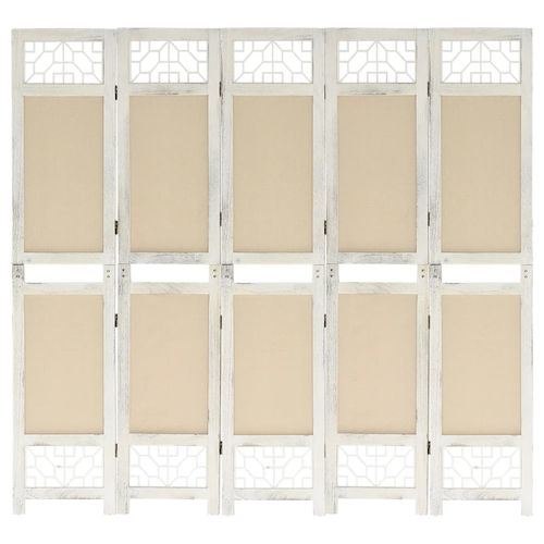vidaXL 3-Panel Room Divider Cream 105x165 cm Fabric - 175 x 165 cm