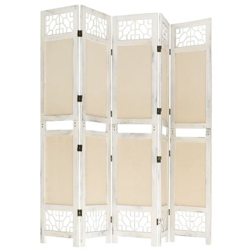 vidaXL 3-Panel Room Divider Cream 105x165 cm Fabric