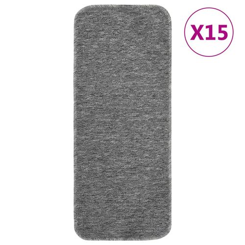 vidaXL Anti Slip Stair Mats 15 pcs 60x25 cm Black Rectangular - grey / 60 x 25 cm