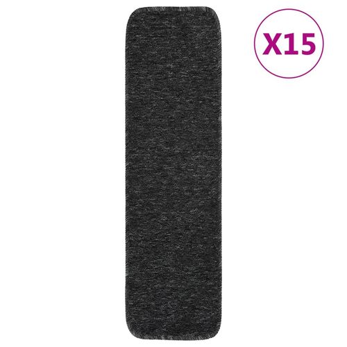 vidaXL Anti Slip Stair Mats 15 pcs 60x25 cm Black Rectangular - anthracite / 75 x 20 cm