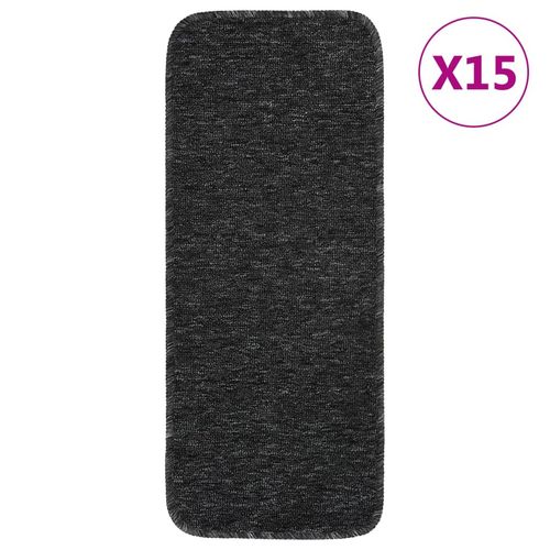 vidaXL Anti Slip Stair Mats 15 pcs 60x25 cm Black Rectangular - anthracite / 60 x 25 cm