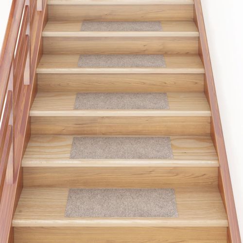 vidaXL Self-adhesive Stair Mats Rectangular 15 pcs 60x25 cm Light Brown - cream / 60 x 25 cm