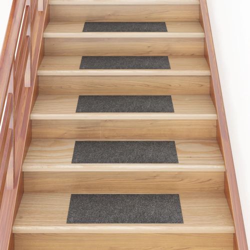 vidaXL Self-adhesive Stair Mats Rectangular 15 pcs 60x25 cm Light Brown - anthracite / 60 x 25 cm