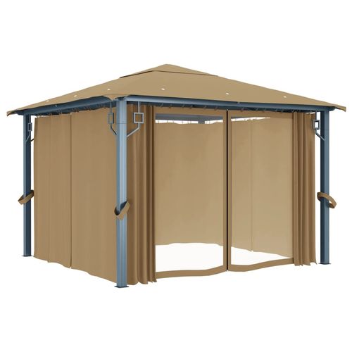 vidaXL Gazebo with Curtain 300x300 cm Cream Aluminium