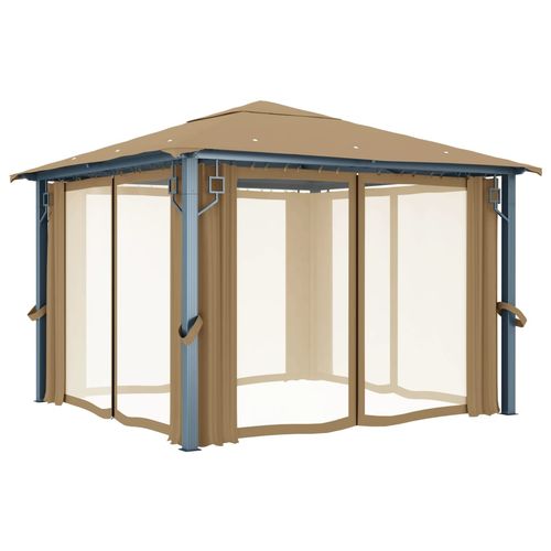 vidaXL Gazebo with Curtain 300x300 cm Cream Aluminium