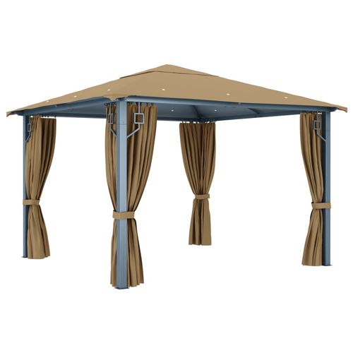vidaXL Gazebo with Curtain 300x300 cm Cream Aluminium