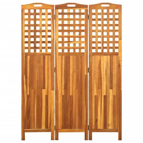 vidaXL 3-Panel Room Divider 121x2x120 cm Solid Acacia Wood