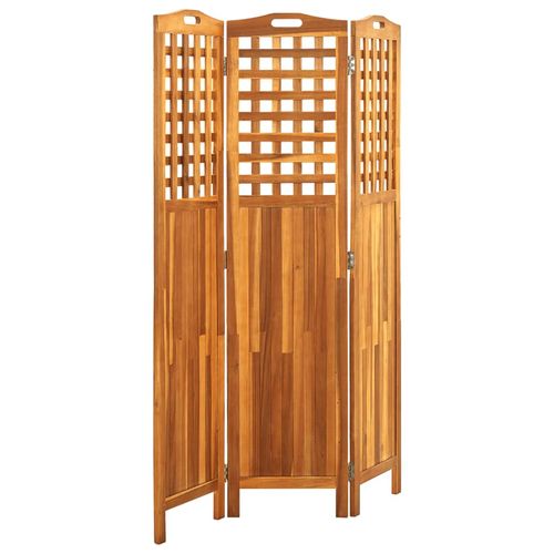 vidaXL 3-Panel Room Divider 121x2x120 cm Solid Acacia Wood