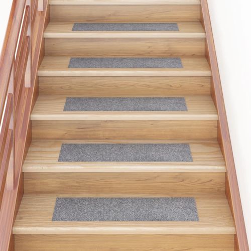 vidaXL Self-adhesive Stair Mats Rectangular 15 pcs 60x25 cm Light Brown - light grey / 76 x 20 cm