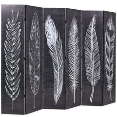 vidaXL Folding Room Divider 120x170 cm Feathers Black and White