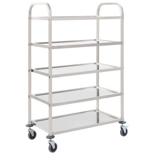 vidaXL 2-Tier Kitchen Trolley 96.5x55x90 cm Stainless Steel