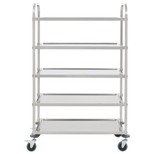 vidaXL 2-Tier Kitchen Trolley 96.5x55x90 cm Stainless Steel