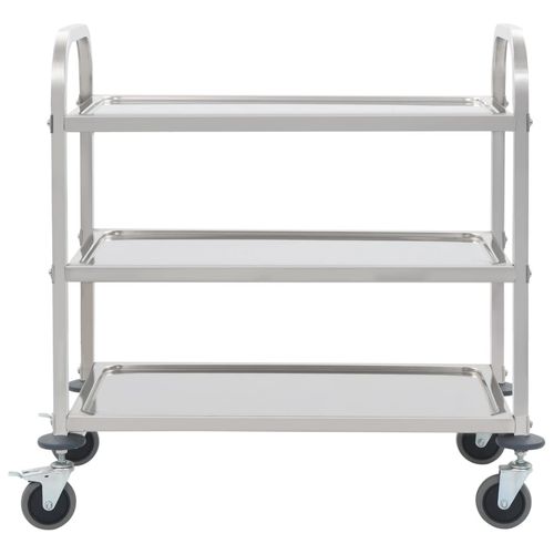 vidaXL 2-Tier Kitchen Trolley 96.5x55x90 cm Stainless Steel
