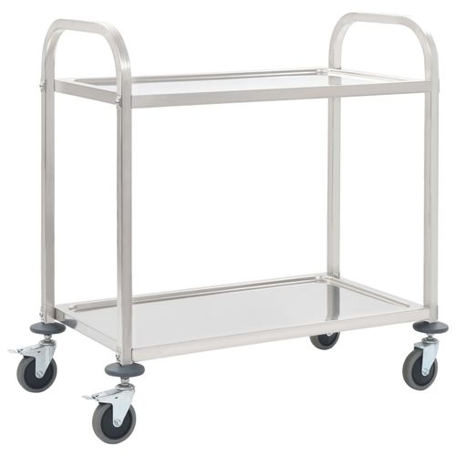 vidaXL 2-Tier Kitchen Trolley 96.5x55x90 cm Stainless Steel - 95 x 45 x 83.5 cm (2 tiers)