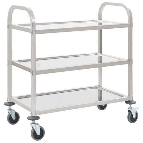 vidaXL 2-Tier Kitchen Trolley 96.5x55x90 cm Stainless Steel - 95 x 45 x 83.5 cm (3 tiers)