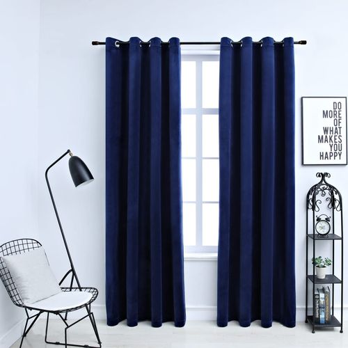 vidaXL Blackout Curtains with Rings 2 pcs Velvet Black 140x175 cm