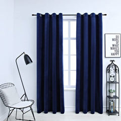 vidaXL Blackout Curtains with Rings 2 pcs Velvet Black 140x175 cm