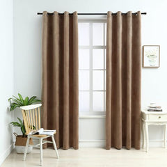 vidaXL Blackout Curtains with Rings 2 pcs Velvet Black 140x175 cm