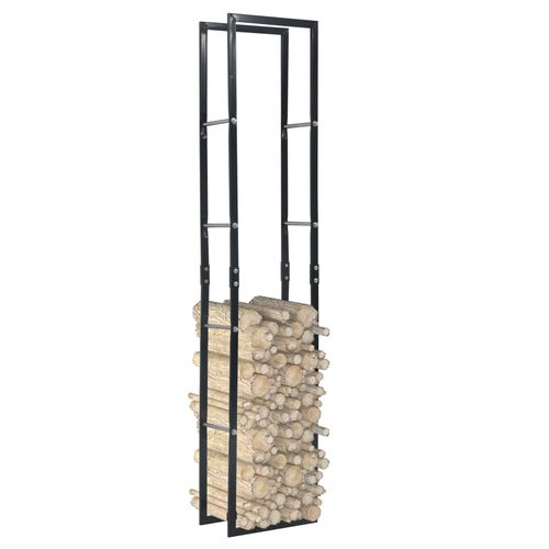 vidaXL Firewood Rack Black 50x20x150 cm Steel