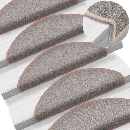 vidaXL Carpet Stair Treads 15 pcs Dark Green 56x17x3 cm - light brown / 15 / 65 x 24 x 4 cm