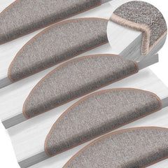 vidaXL Carpet Stair Treads 15 pcs Dark Green 56x17x3 cm - light brown / 15 / 65 x 24 x 4 cm