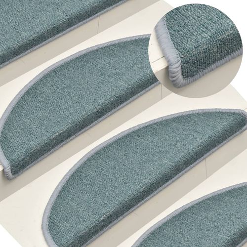 vidaXL Carpet Stair Treads 15 pcs Dark Green 56x17x3 cm - blue 1 / 15 / 56 x 17 x 3 cm